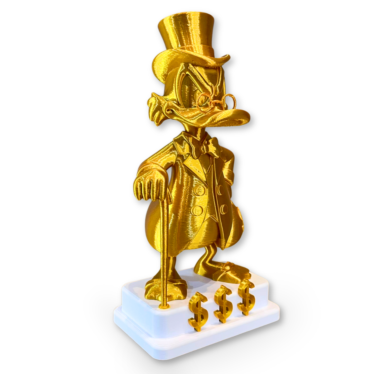 Estátua Tio Patinhas Dourado com Base – Decoração Geek Premium
