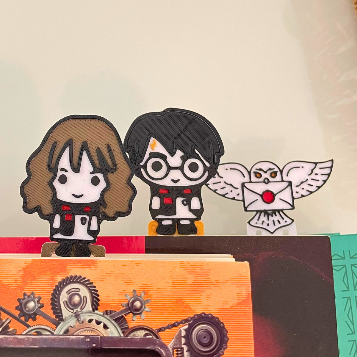 Marcador de Página Harry Potter – Harry, Rony, Hermione, Edwiges e Pomo de Ouro