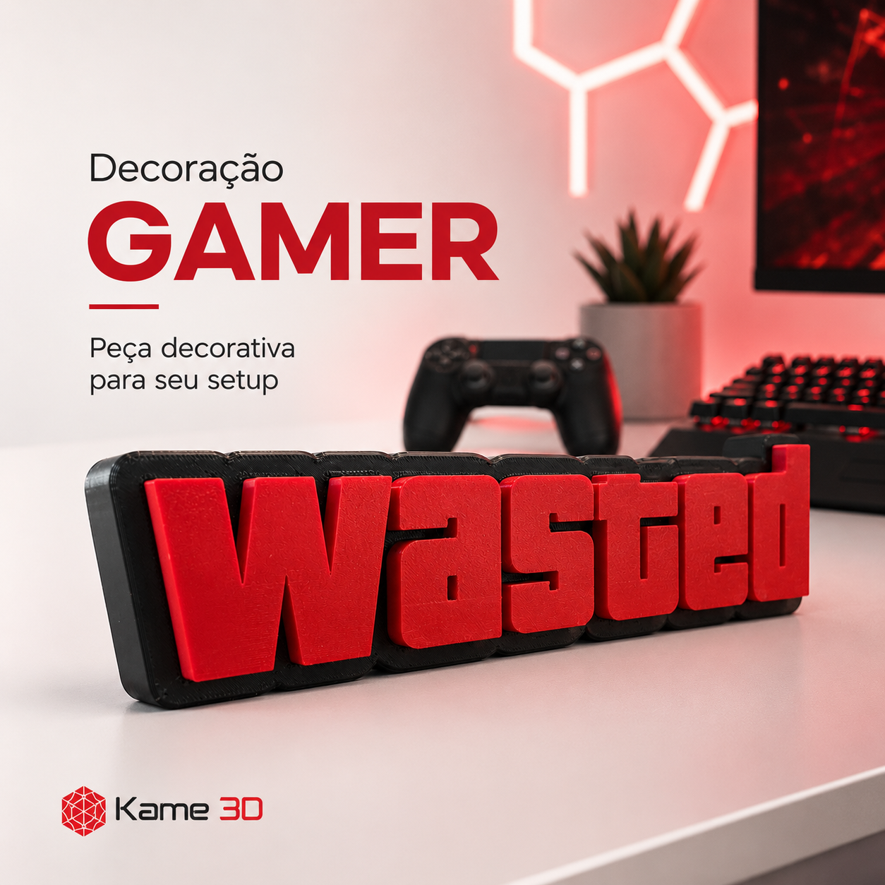 Placa Decorativa WASTED Gamer – Decoração de Bancada GTA - Imagem 10