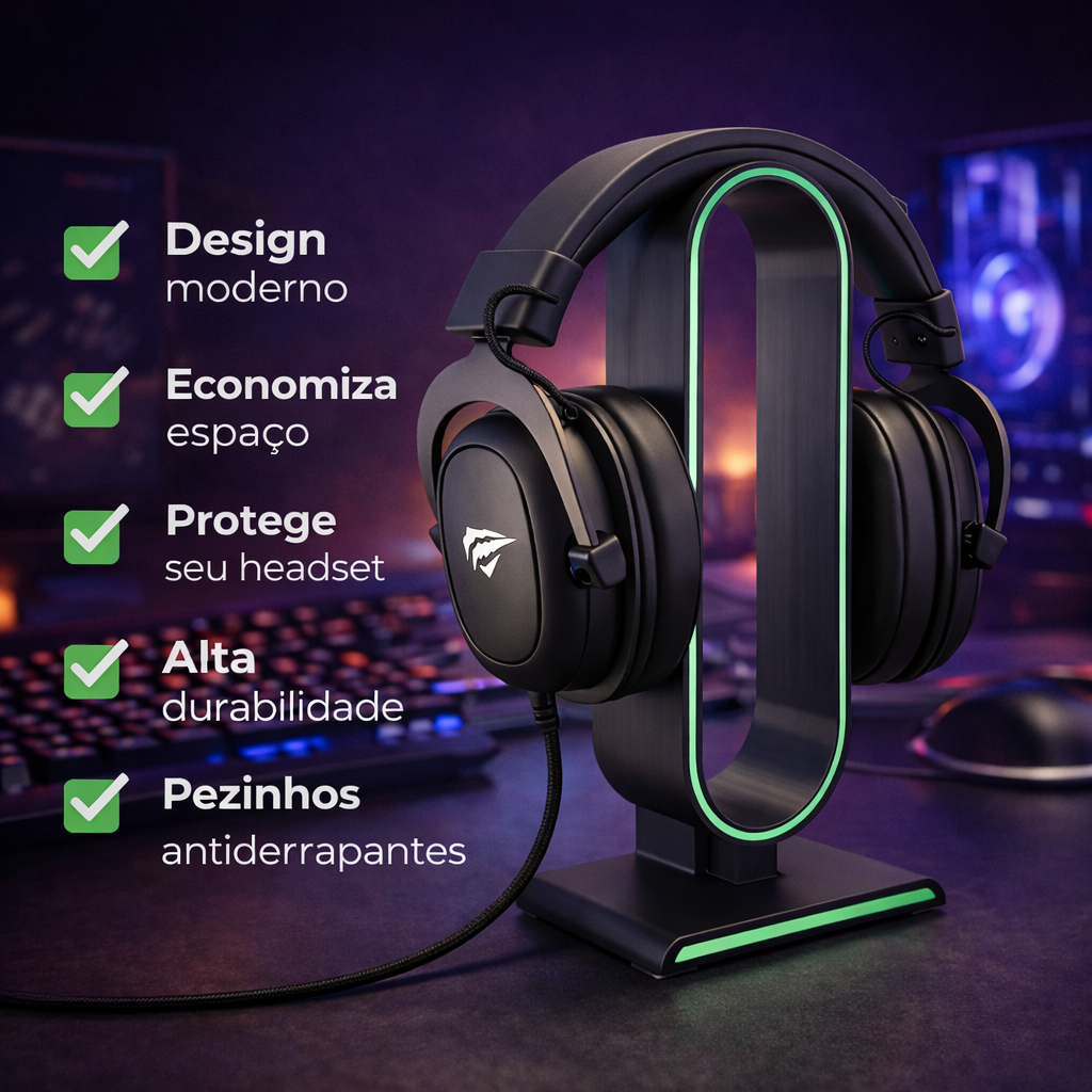 Suporte para Fone Headset Gamer Organizador de Mesa Setup Universal - Imagem 4