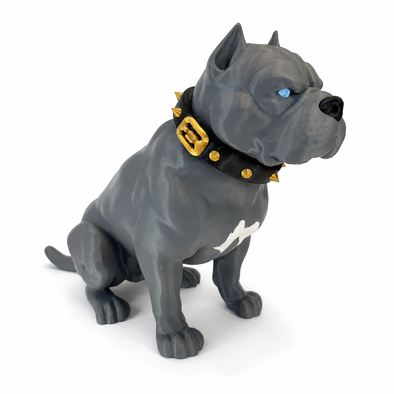 Cachorro Pitbull Decorativo – Estátua com Coleira Personalizável – Dog – John Wick – Luxo – Acabamento Premium